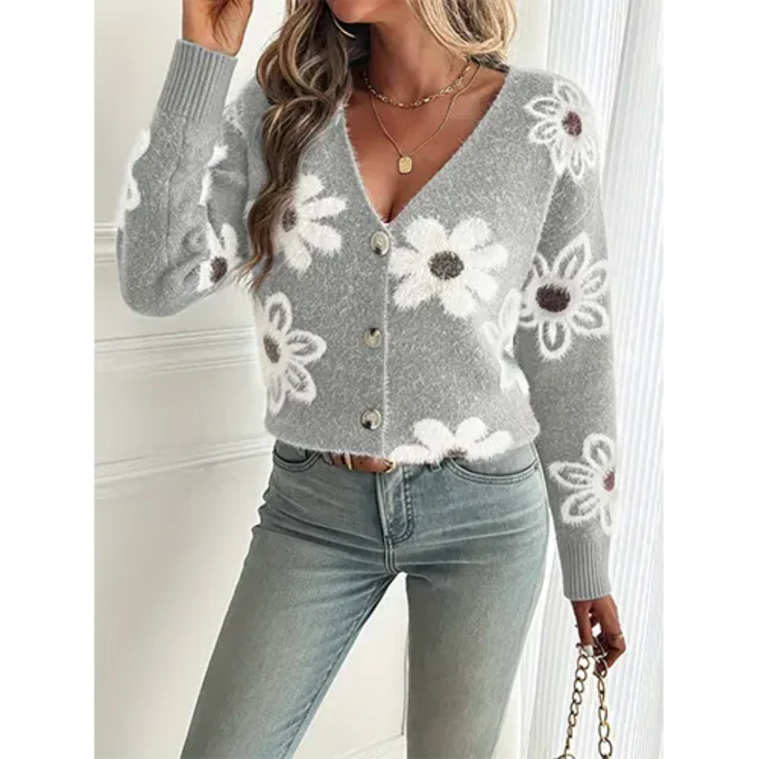 Floral Cardigan Women – Lightweight Knit Sweater for Spring and Summer