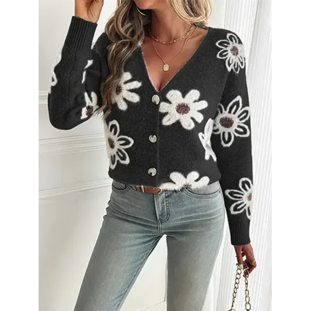 Floral Cardigan Women – Lightweight Knit Sweater for Spring and Summer