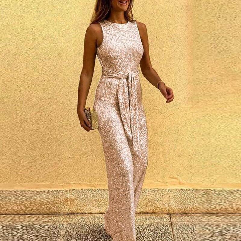 Elegant Jumpsuit for Women – Stylish Sleeveless Wide-Leg Design for Parties