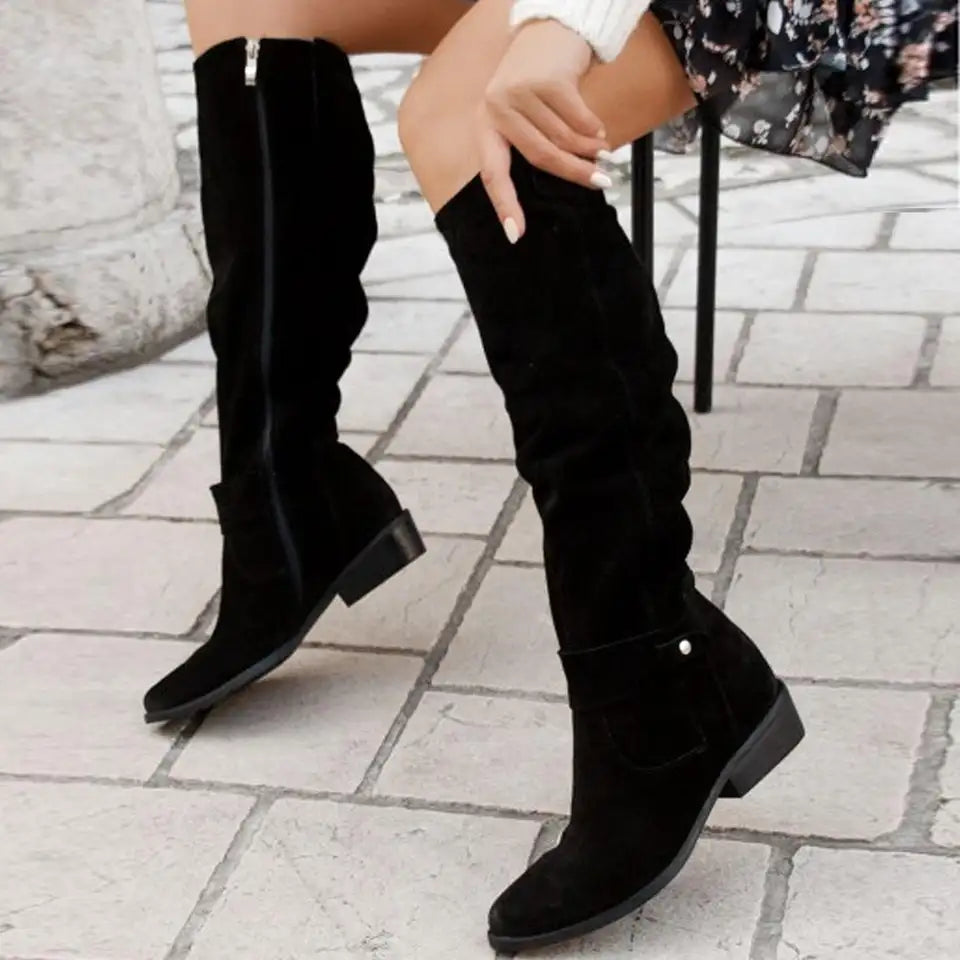 Women's Suede Boots – Elegant Ankle Booties for Fall and Winter Fashion