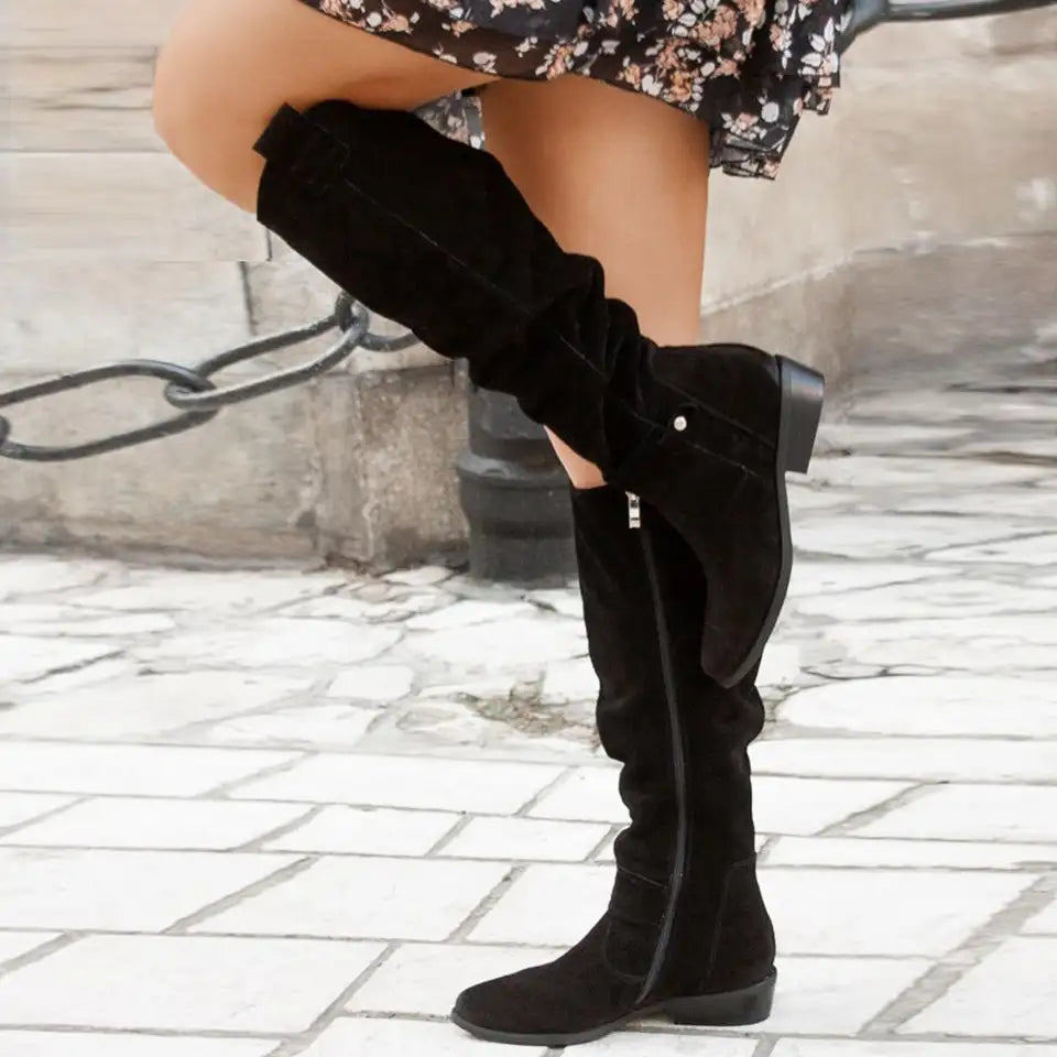 Women's Suede Boots – Elegant Ankle Booties for Fall and Winter Fashion