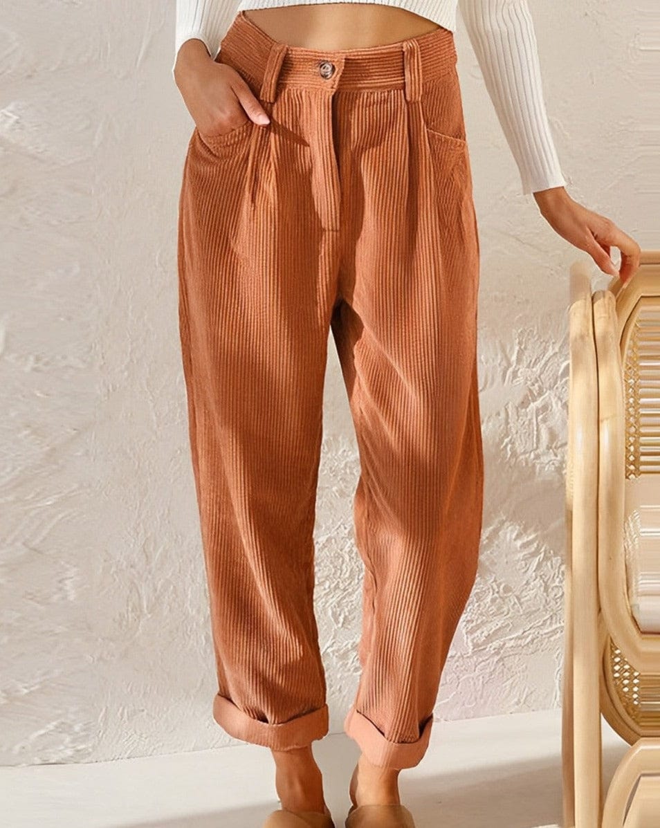 Women’s Cord Trousers – Elegant High-Waisted Pants for Casual and Formal Wear