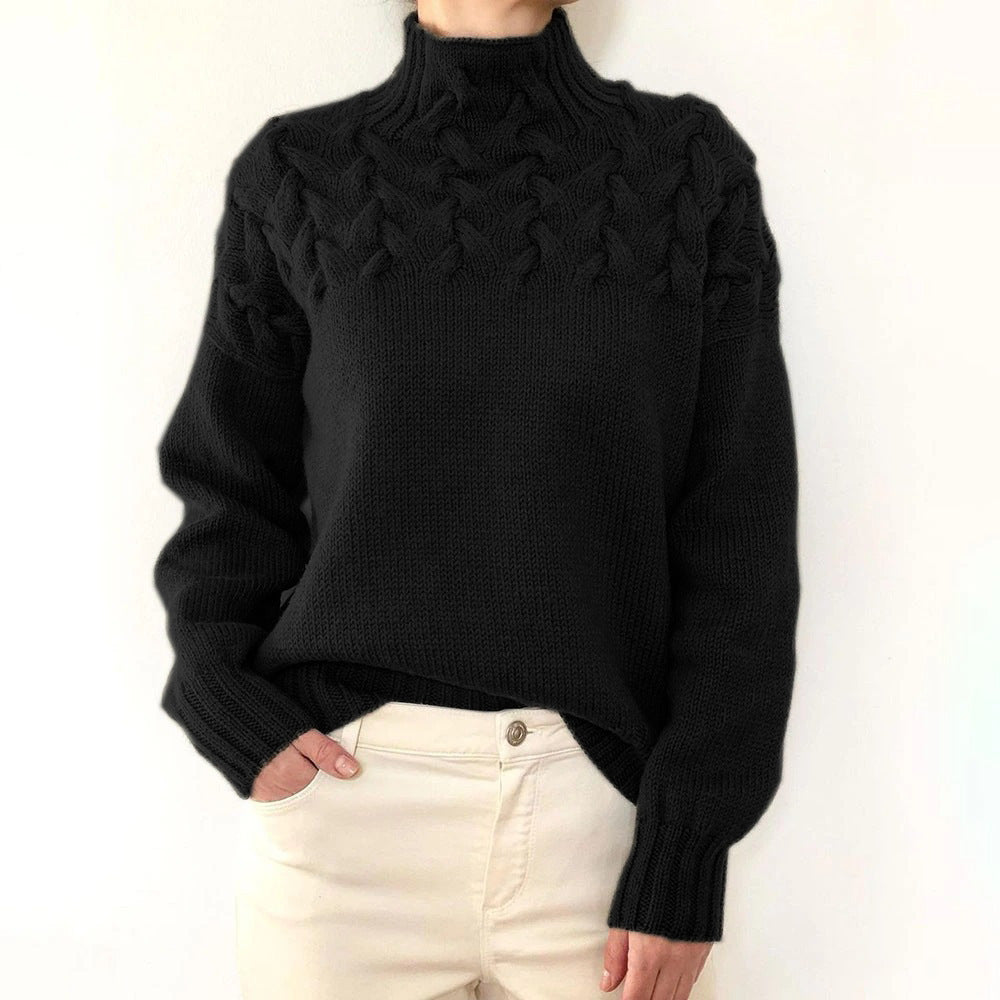 Knitted Jumper for Women – Cozy Roll Neck Sweater in Soft Fabric